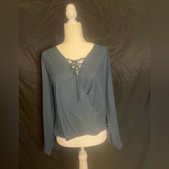 Krisa, size small, Women’s Deep Teal, lace up blouse - Picture 1 of 4
